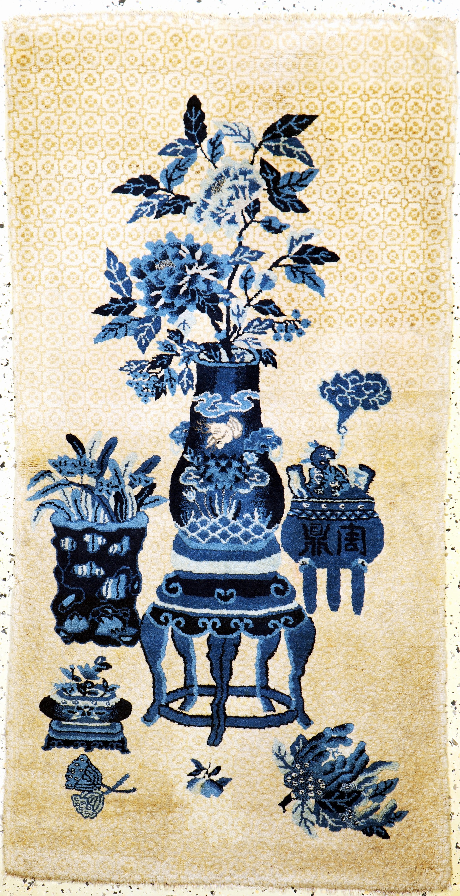 Pao Tow"Vasen-Teppich"antik, China, um 1900, Wolle auf Baumwolle, ca. 152 x 77 cm, EHZ: 2, (restauriert)