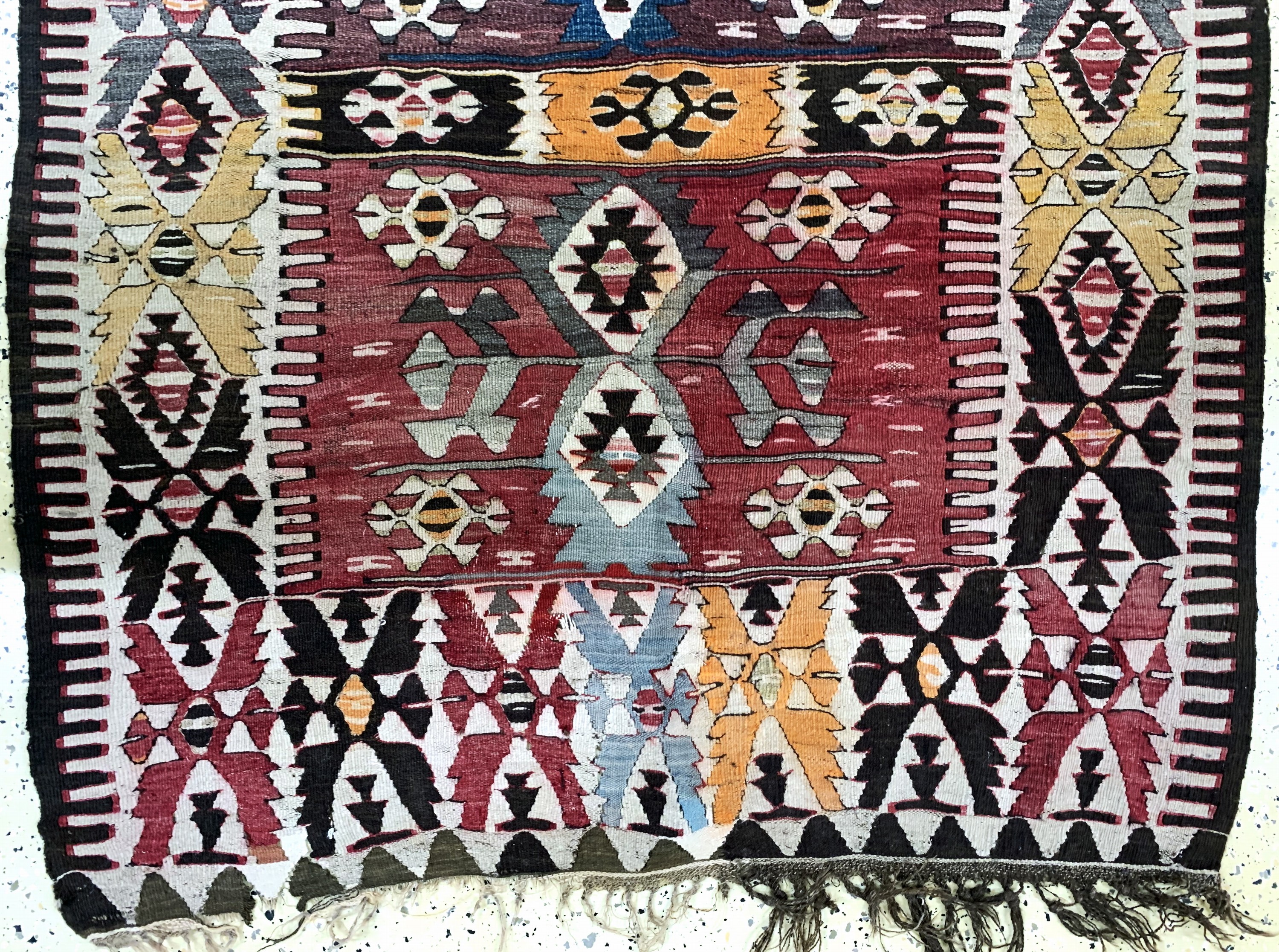 Detail c: Anatol Kelim antik, Türkei, um 1900, Wolle auf Wolle, ca. 312 x 131 cm, EHZ: 3