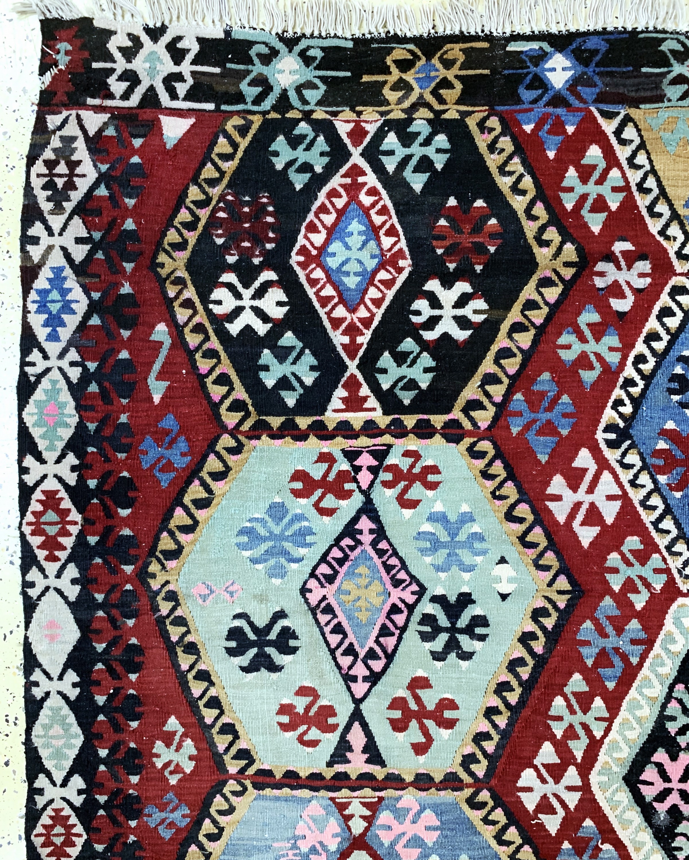 Detail d: Anatol Kelim alt(2 Bahnig), Türkei, Anfang 20.Jhd, Wolle auf Baumwolle, ca. 305 x 205 cm,EHZ: 2-3