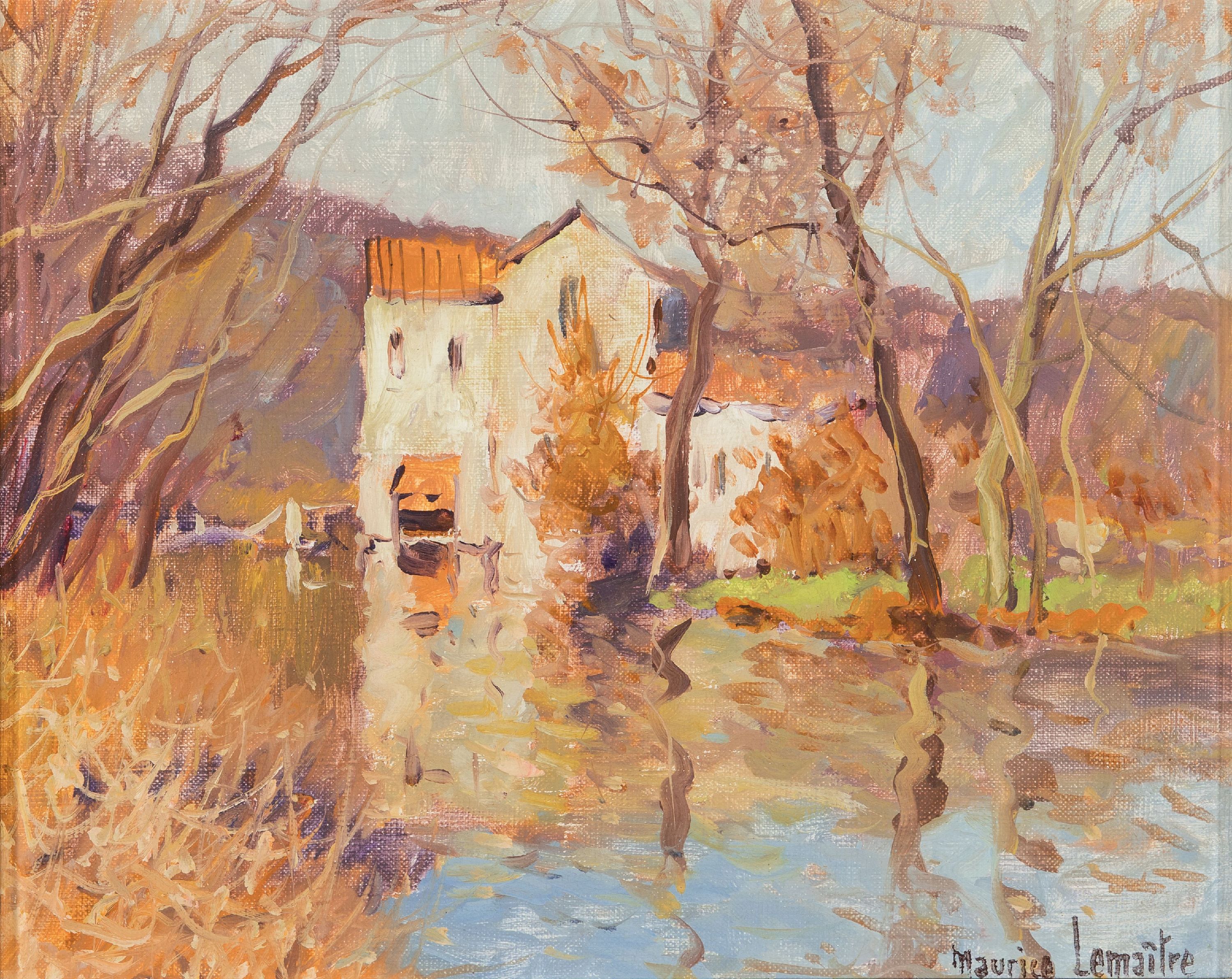 Maurice Lemâitre, geb. 1929, Sommer- und Winterlandschaft, zwei Pendants, re. u. signiert, ÖL/Lwd., ca. 22x27 cm, Rahmen