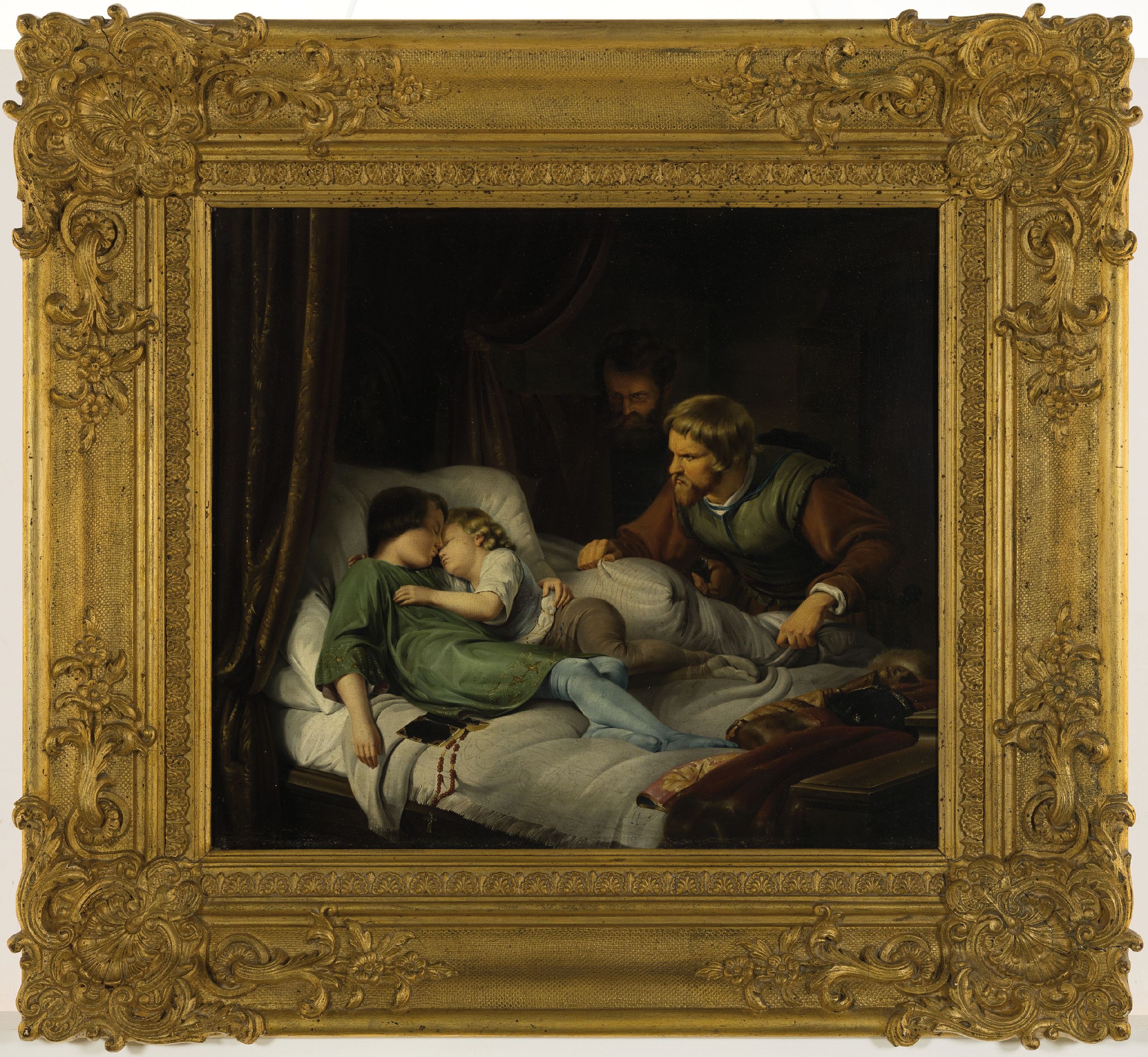Detail k: Kopie nach Ferdinand Theodor Hildebrand, um 1880-1900, Die Ermordung der Söhne Eduards IV, feine lasierende Malerei, gekonnte Wiedergabe der ...