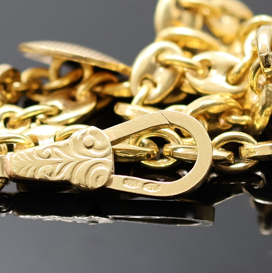 Detail c: GG 750/000 Taschenuhrkette ca. 26g mit vergoldeter Favor Frackuhr, Taschenuhr Deutschland um 1970, Handaufzug, Boden aufgedr., 17 St., Kal. PUW 560, ...