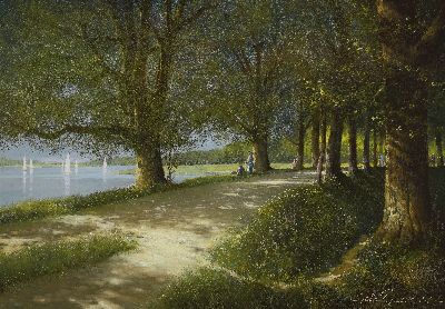 Image 26952840 - Pablo E. Winterherbst, geb. 1939, "Uferpromenade", so rückseitig auf ...