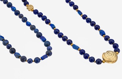 Image Konvolut 2 Lapislazuli-Colliers, 1 x Lapislazuli-Kugeln mit verg. Zwischenkugeln, ...