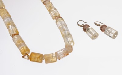 Image Citrin-Schmuckset, best. aus: 1 Collier, L.ca. 49 cm, facett. Citrin-Tonnen in versch. ...