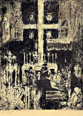 Image Max Slevogt, Seelenmesse der Georgritter, Radierung, handsigniert, ca. 23.5 x 17.5 cm, ...