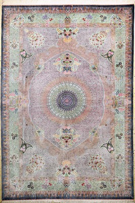 Image Ghom Seide Sehr fein signiert, Persien, Neu, reine Naturseide, ca. 288 x 200 cm, ca. ...