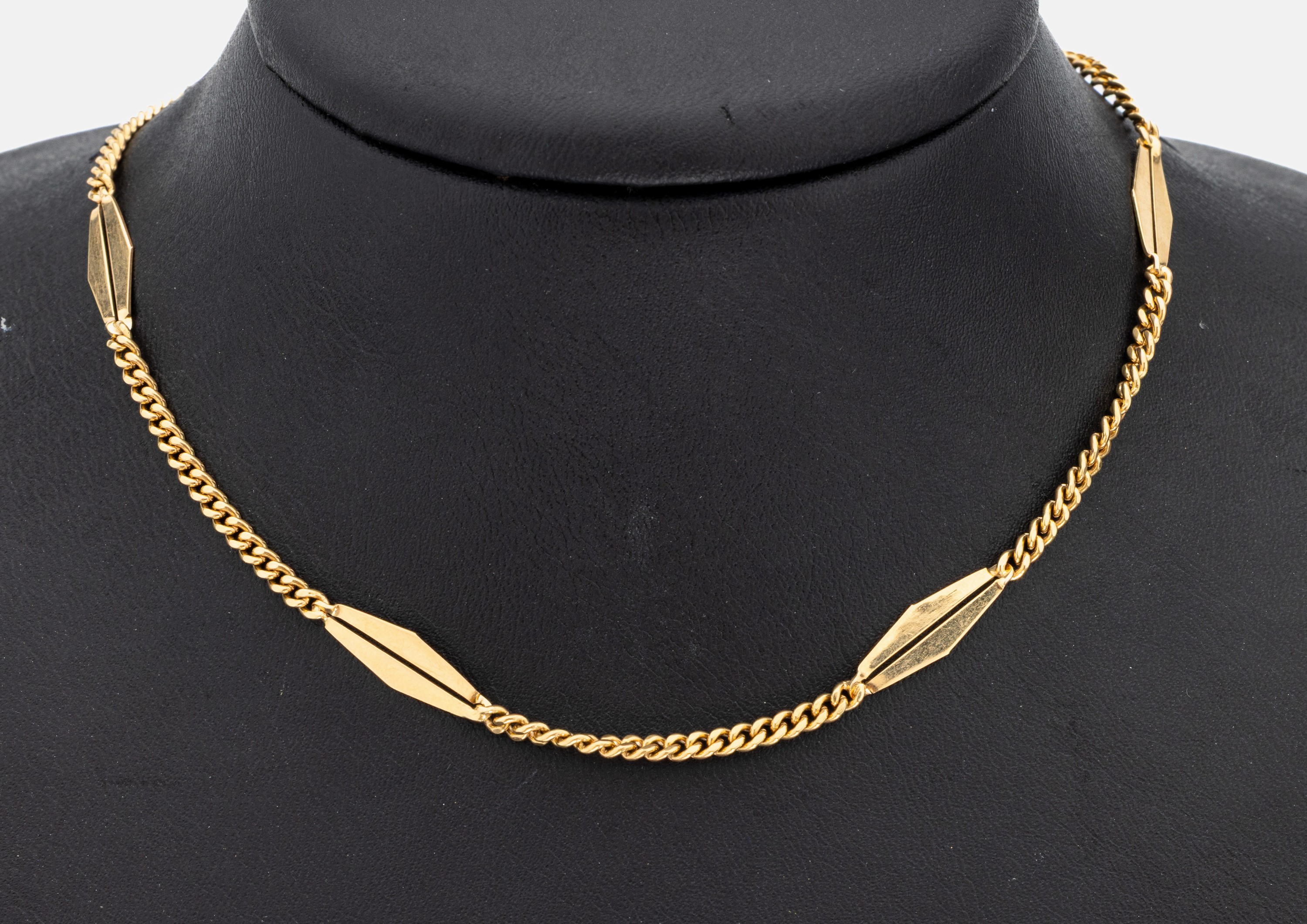 18 kt Gold Uhrenkette, GG 750/000, L. ca. 42 cm, Federring und Karabiner, ca. 14.8 g