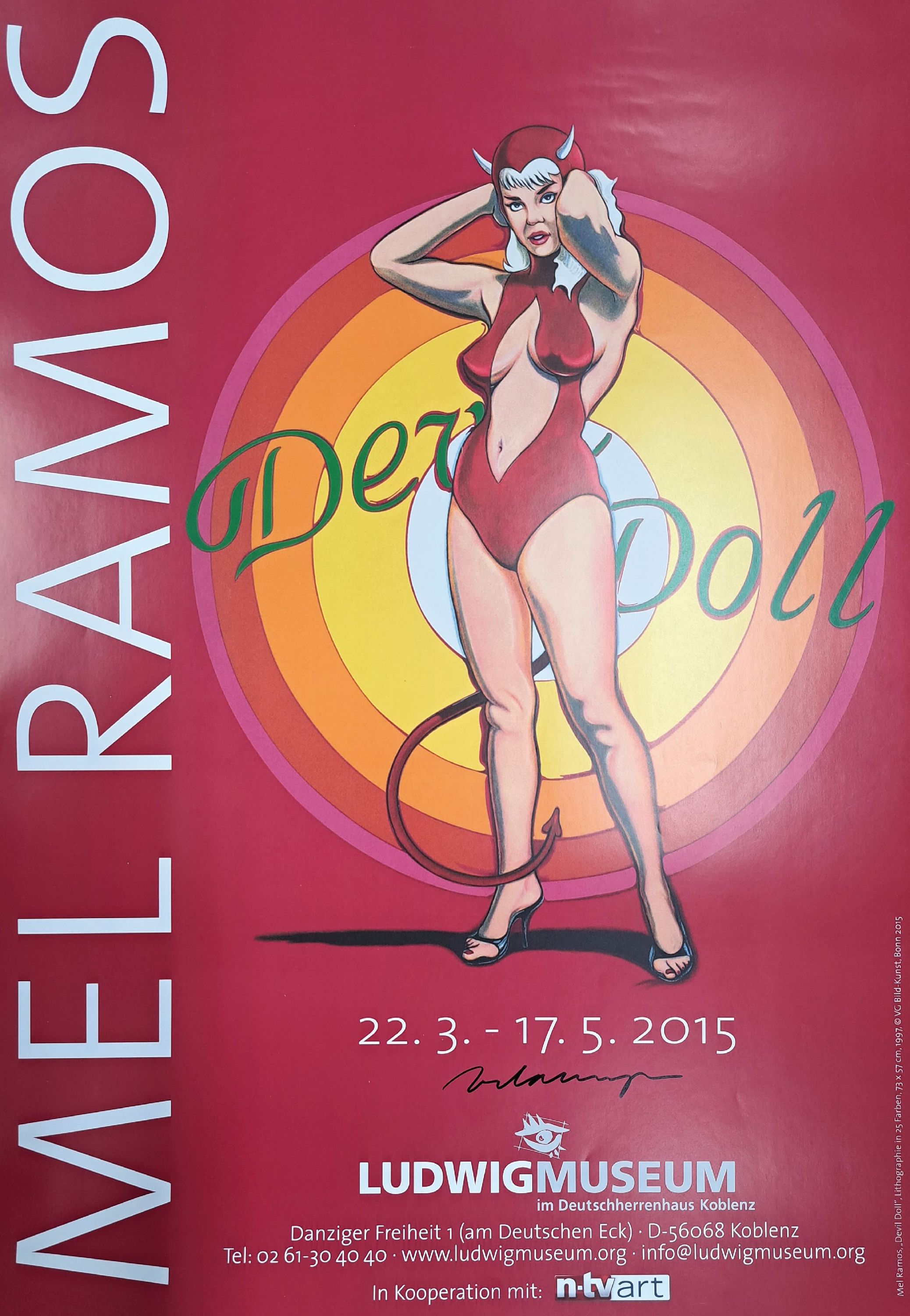 Detail k: Mel Ramos, 1935-2018, signiertes Austellungsplakat, Farboffset-Lithografie, Titel: Devil-Doll-Ludwig Museum Koblenz 2015, ca. 84x59,5 cm