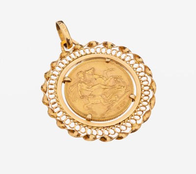 Image 26952911 - 18 kt Gold Münz-Anhänger, GG 750/000, lose gefasste Goldmünze, Sovereign ...