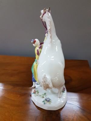 Image 26952980f - Pferdebändiger, Meissen, 80/90er Jahre, Porzellan, steigender Pferd mit Orientale, ...