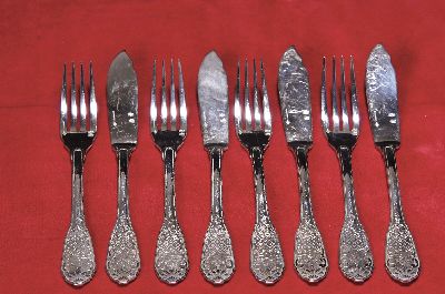 Image Fischbesteck, Christofle, Sterlingsilber, 12 Fischmesser und 12 Fischgabeln, orig. ...