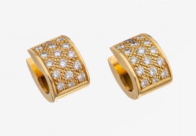 Image Paar 18 kt Gold Brillant-Ohrcreolen, GG 750/000, 32 Brillanten zus. ca. 1.24 ct ...