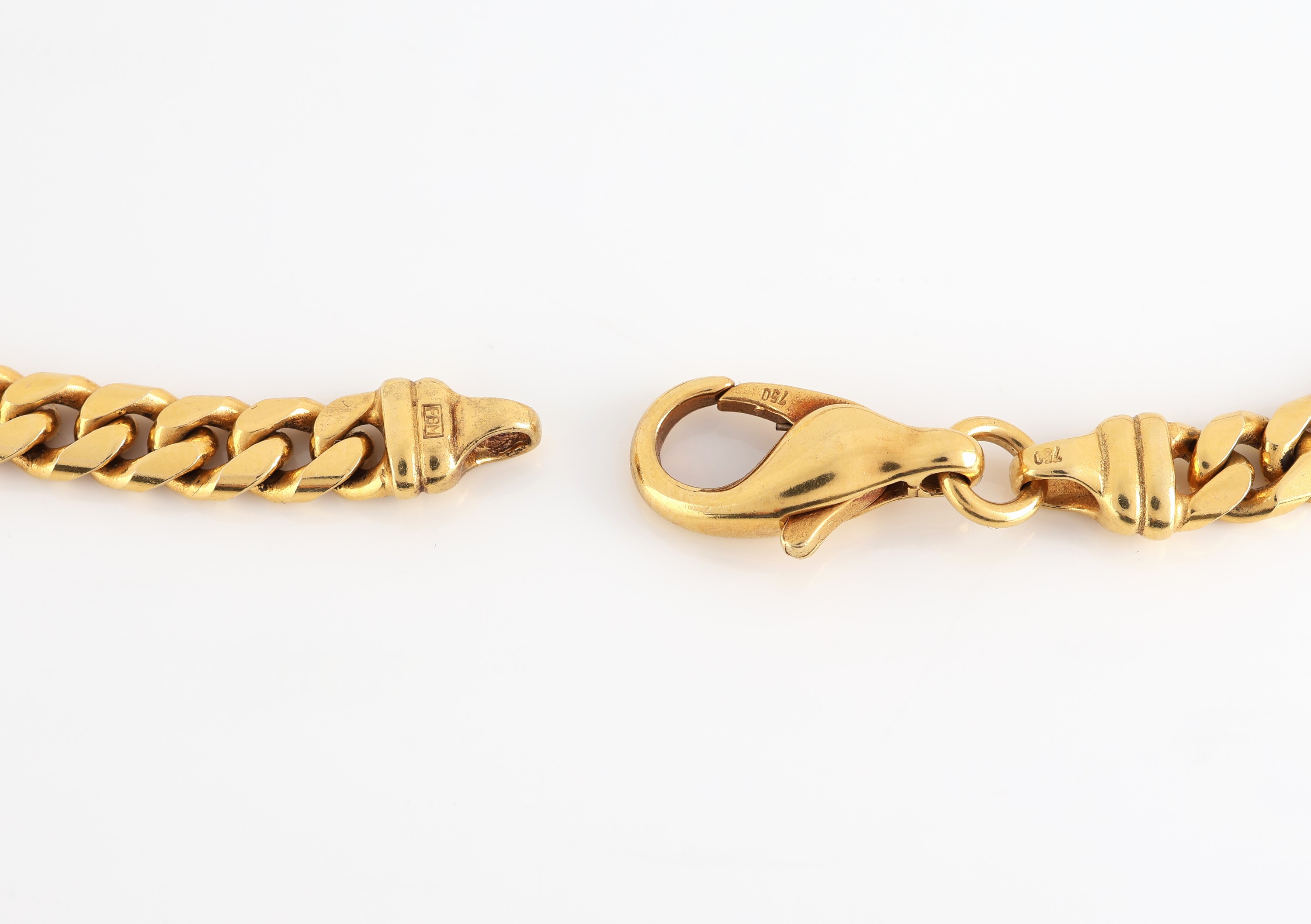 Detail d: 18 kt Gold Farbstein-Brillant-Collier, GG 750/000, 5 Smaragde, 4 Rubine und 4 Saphire in versch. Schliffformen (Tropfen, Emerald Cut, ovalfacett.) ...