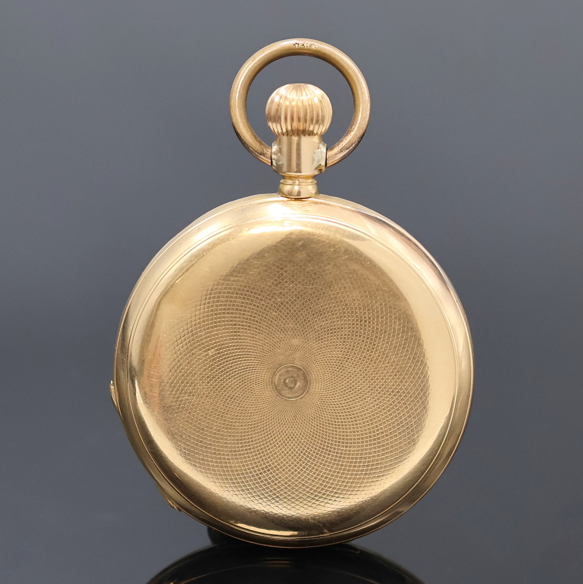 Detail b: DROZ JEANNOT FILS BRENETS Savonette Herrentaschenuhr in RG 750/000, Schweiz um 1900, guill. 3-Deckel Goldgeh. dell., Sprungdeckel m. freiem ...
