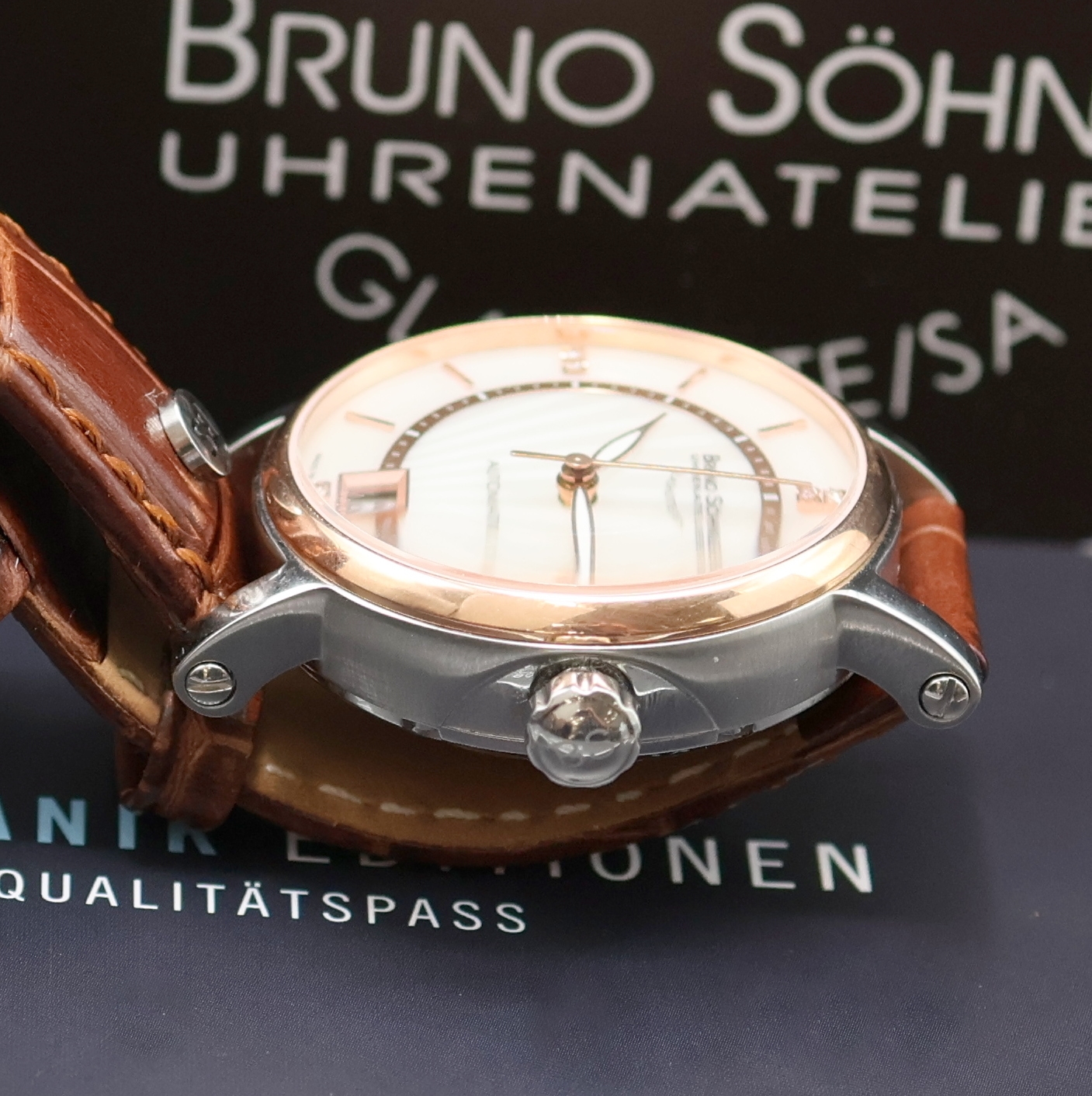 Detail c: BRUNO SÖHNLE Armbanduhr Stellina Referenz 17- 62114-941, Deutschland verk. lt. Pap. 01/2015, Automatik, orig. Lederband m. dopp. Faltschl., beids. ...