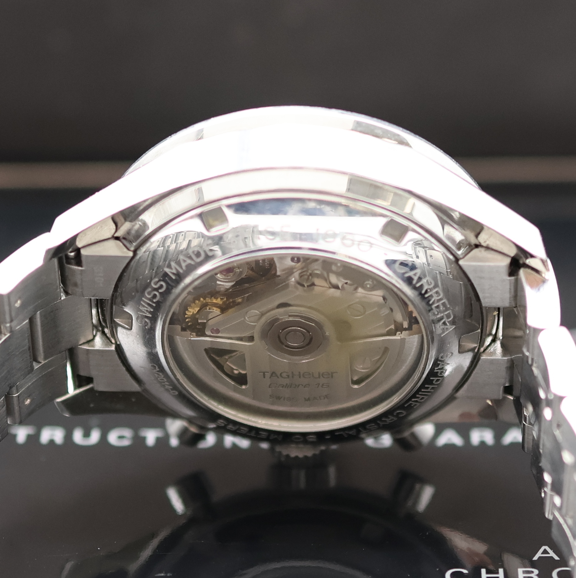 Detail e: TAG HEUER Carrera Calibre 16 Armbandchronograph in Stahl Referenz CV2014-0, Schweiz verk. lt. Pap. 12/2007, Automatik, beids. vergl. Geh. inkl. orig. ...