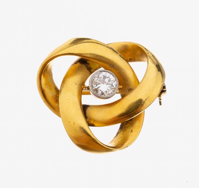 Image 26953105 - 14 kt Gold Brillant-Brosche, um 1900, GG 585/000, Brillant (sek.) ca. 0.50 ct ...