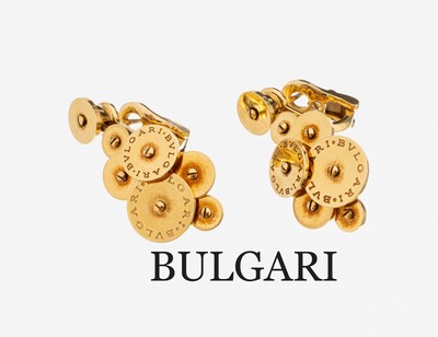 Image 26953118 - Paar 18 kt Gold BULGARI Ohrstecker, GG 750/000, Modell CICLADI, Scheiben drehbar, ...