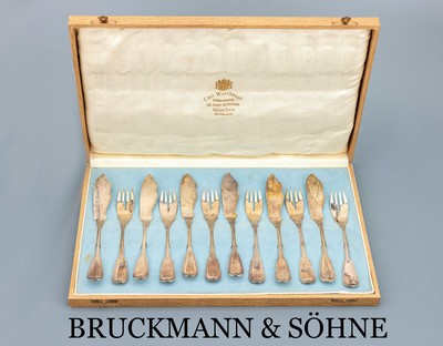Image Fischbesteck für 6 Personen, 800er Silber, deutsch, Fadenmuster, Hersteller ...