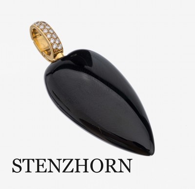Image 18 kt Gold STENZHORN Brillant-Onyx-Anhänger, GG 750/000, Clip-Öse, ...