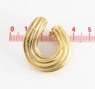 26953129a - Paar 18 kt Gold ANDREW GRIMA Ohrstecker, GG750/000, Rillendekor, D. ca. 3 cm, ...