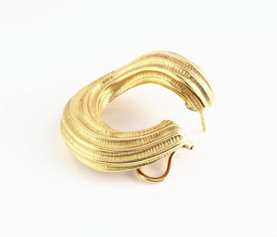 26953129c - Paar 18 kt Gold ANDREW GRIMA Ohrstecker, GG750/000, Rillendekor, D. ca. 3 cm, ...