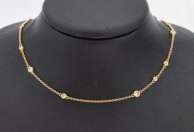 Image 26953132 - 18 kt Gold Brillant-Collier, GG 750/000, 13Brillanten zus. ca. 0.35 ct Weiß/si, ...