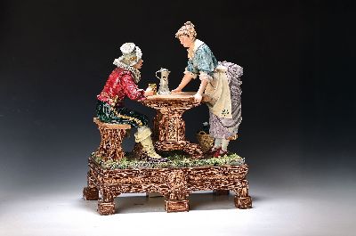 Image Große Keramikgruppe/Figurengruppe, wohl Wilhelm Schiller Bodenbach, um 1900, ...
