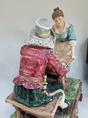 26953173g - Große Keramikgruppe/Figurengruppe, wohl Wilhelm Schiller Bodenbach, um 1900, ...