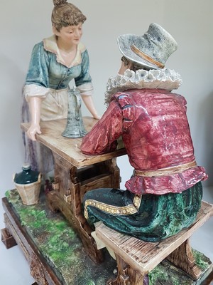 26953173h - Große Keramikgruppe/Figurengruppe, wohl Wilhelm Schiller Bodenbach, um 1900, ...