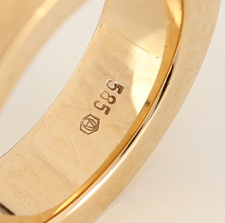 Detail d: 14 kt Gold ODENWALD Brillant-Ring, GG 585/000, mittig und vs. bes. mit 12 Brillantenzus. ca. 0.37 ct feines Weiß/si, RW 54, ca. 18.3 g, Rechnung ...