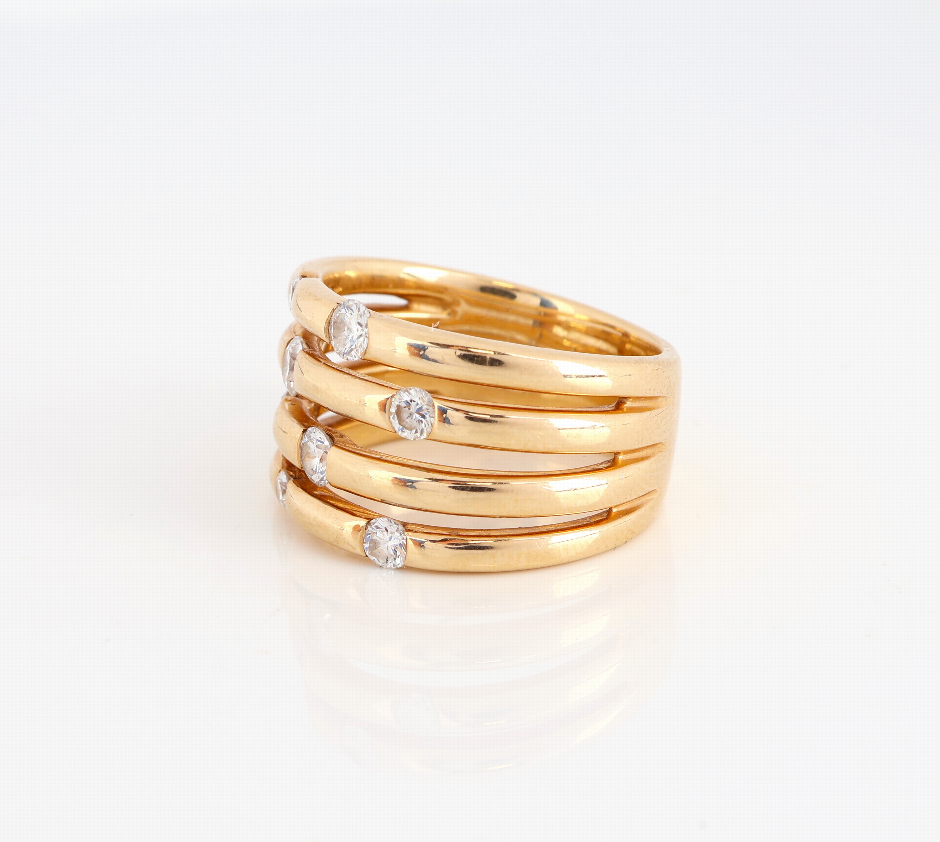 Detail b: 14 kt Gold CHRIST Brillant-Ring, GG 585/000, 4-rhg., bes. mit 8 Brillanten zus. ca. 0.70 ct Weiß/si, RW 56, ca. 11.8 g, Zertifikat anbei