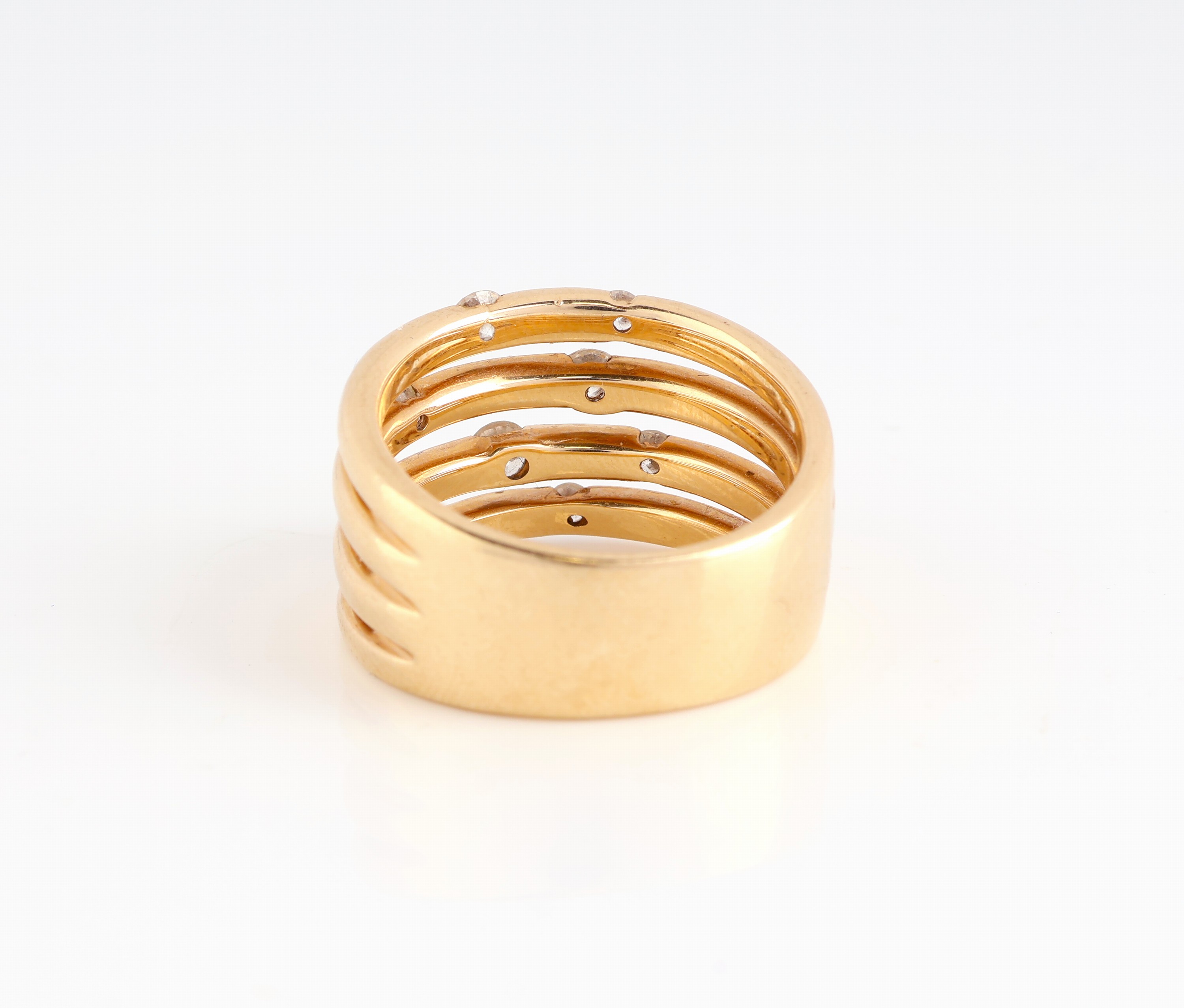 Detail c: 14 kt Gold CHRIST Brillant-Ring, GG 585/000, 4-rhg., bes. mit 8 Brillanten zus. ca. 0.70 ct Weiß/si, RW 56, ca. 11.8 g, Zertifikat anbei