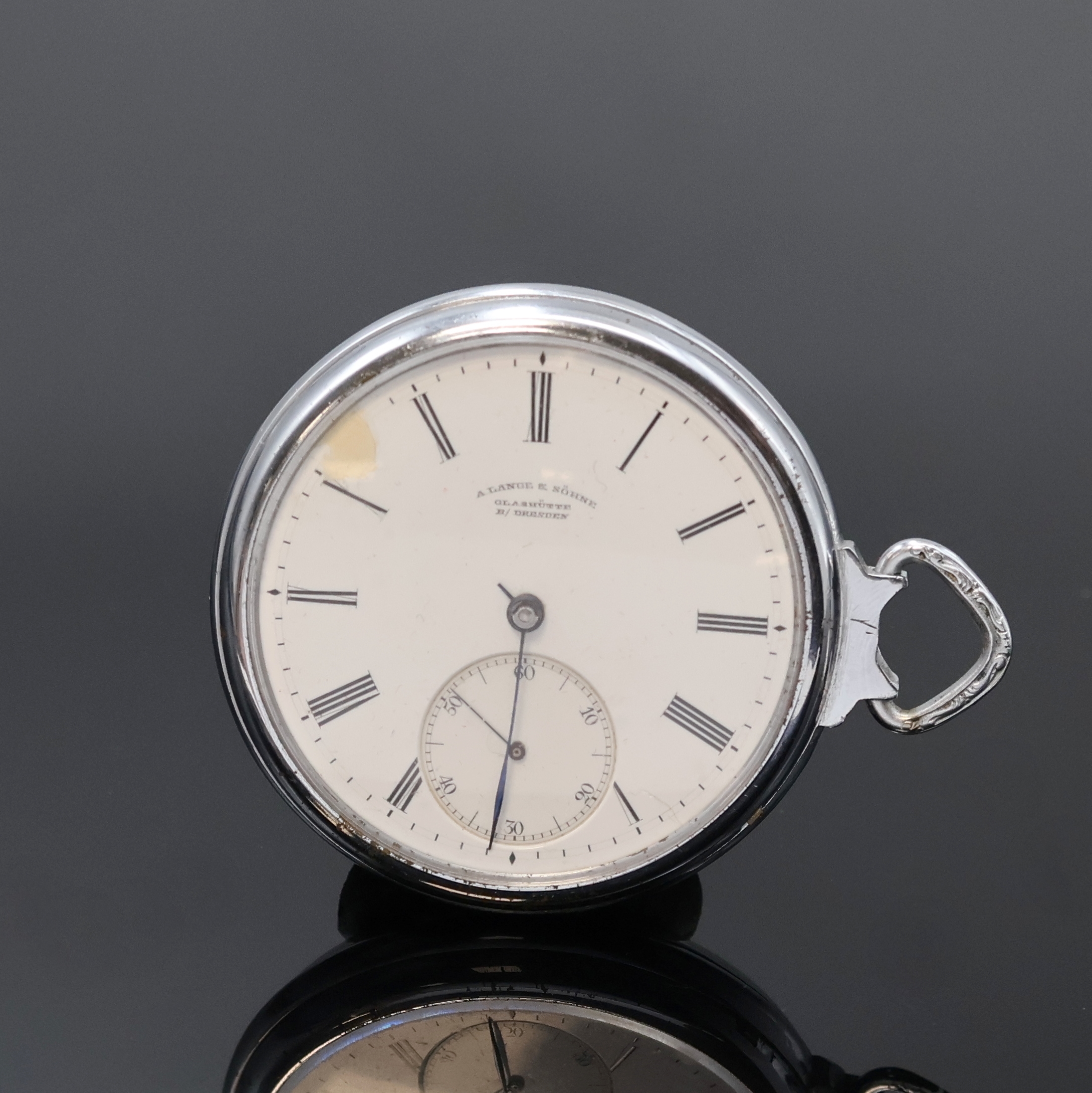 Detail a: A. LANGE & SÖHNE Savonette-Werk in 1A - Qualität, Deutschland um 1880, verg. 3/4- Plat.-Werk, 20 Steine, 5 verschr. Goldchatons, Diamant-Deckst., ...