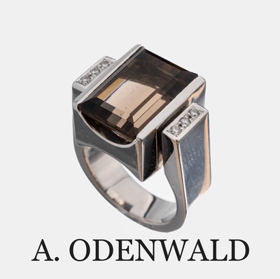 Image 26953228 - 14 kt Gold ODENWALD Brillant-Rauchquarz-Ring, WG 585/000, facett. Rauchquarz ca. 8.0 ...