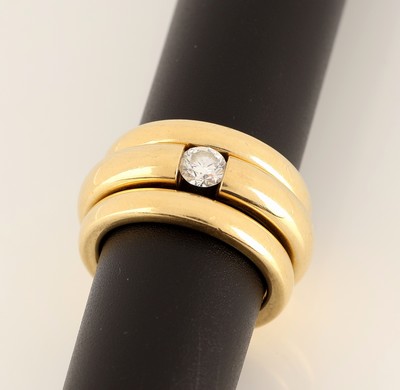 26953233a - 18 kt Gold Brillant-Ring-Trio, GG 750/000, 1 Ring bes. mit einem Brillant ca. 0.48 ct ...