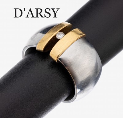 Image 18 kt Gold und Edelstahl D'ARSY Brillant-Ring, GG 750/000, Spannringoptik, Brillant ...