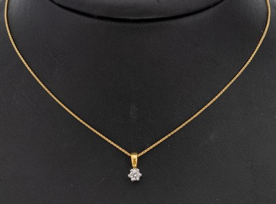 Image 26953239 - 18 kt Gold Brillant-Anhänger, GG/WG 750/000, in WG gefasster Brillant ca. 0.10 ct ...