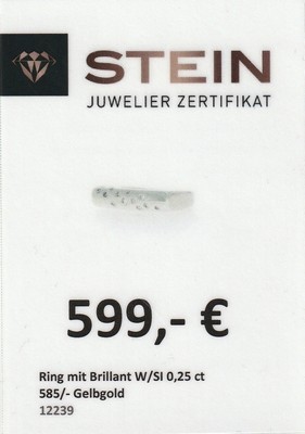 26953240a - 14 kt Gold Brillant-Ring, WG 585/000, 15 Brillanten zus. ca. 0.25 ct Weiß/si-p, ...
