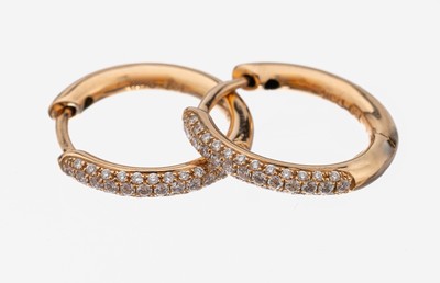 Image Paar 18 kt Gold Brillant-Ohrcreolen, RoseG 750/000, 74 Brillanten zus. ca. 0.22 ct ...