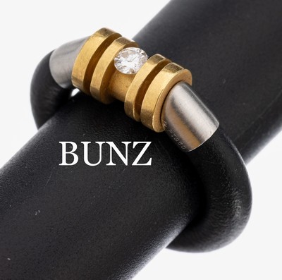 Image 26953245 - 18 kt Gold BUNZ Brillant-Ring, GG 750/000 und Platin, in GG gefasster Brillant ca. 0.10 ...