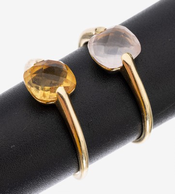 Image 26953249 - Konvolut 2 14 kt Gold Farbstein-Ringe, GG 585/000, 1 x facett. Citrin ca. 1.10 ct, 1 x ...