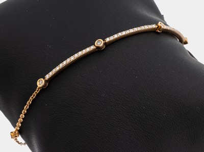 Image 26953250 - 14 kt Gold Brillant-Armband, RoseG 585/000 gepr., 45 Brillanten zus. ca. 0.28 ct ...