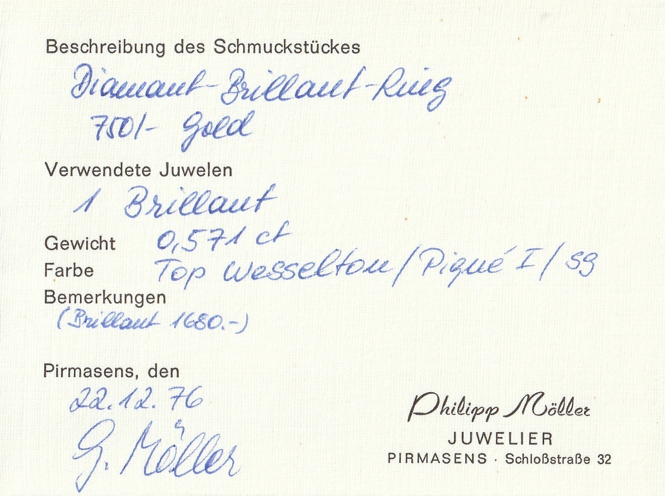 Detail a: 18 kt Gold Brillant-Ring, GG/WG 750/000, Brillant ca. 0.571 ct feines Weiß/p, RW 53, ca. 4.4 g, mit Verkleinerungsschiene in WG, Schmuckpass anbei