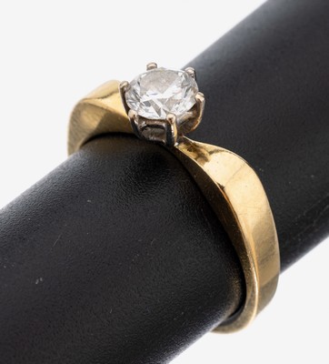Image 26953339 - 18 kt Gold Brillant-Ring, GG/WG 750/000, Brillant ca. 0.571 ct feines Weiß/p, RW ...
