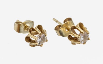 Image 26953341 - Paar 14 kt Gold Brillant-Ohrstecker, GG 585/000, 2 Brillanten zus. ca. 0.40 ct ...