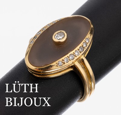 Image 26953346 - 18 kt Gold LÜTH BIJOUX Bergkristall-Diamant- Ring, GG 750/000, ovale ...