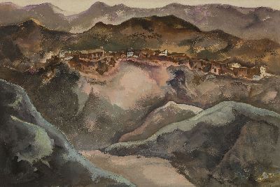 Image 26953585 - Willi Geiger, 1878 Landshut-1971 München, Blick auf eine Ortschaft in ...