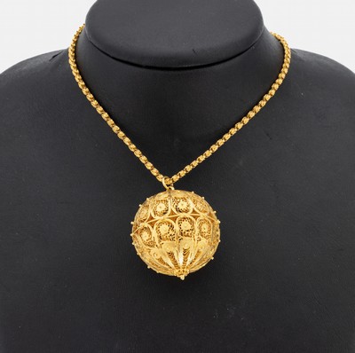 Image 14 kt Gold Anhänger "Kugel", GG 585/000, Kugel aus feiner ...